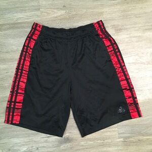 Adidas Men's Athletic Shorts in Black with Red Pattern